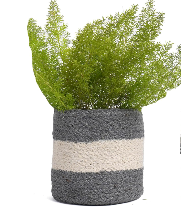 Jute Planter Basket – Grey & White Two-Tone 2-Piece Set - Image 2