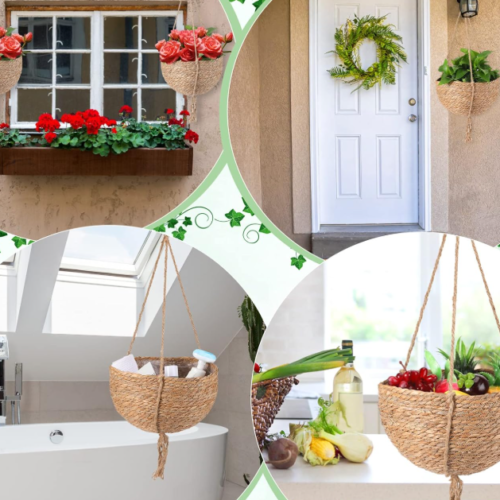 Hanging Jute Plant Basket – 4-Piece Set With Liners