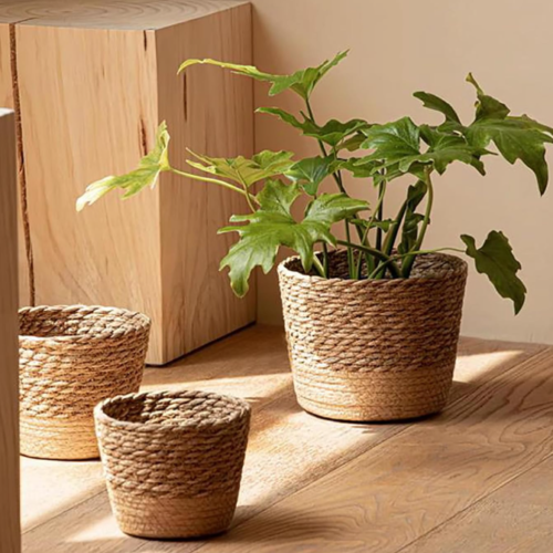 Jute & Seagrass Woven Basket – Rustic Style Planter Cover