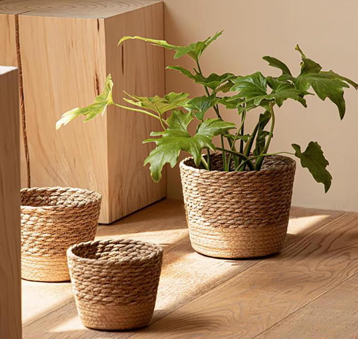 Jute & Seagrass Woven Basket – Rustic Style Planter Cover