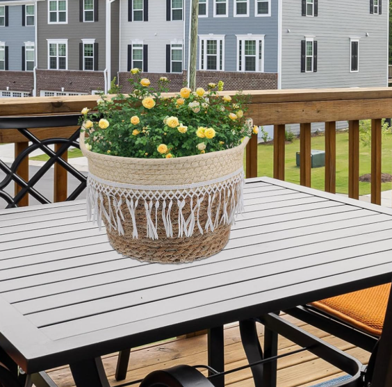 Woven Rattan Planter Cover / Plant Basket With Liner - Image 2