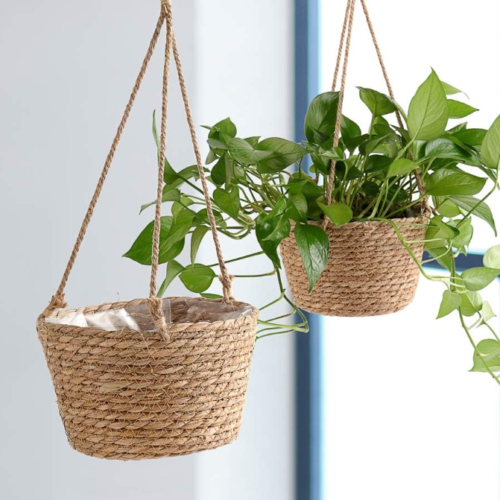 Jute Hanging Planter Basket / Woven Hanging Basket Decor