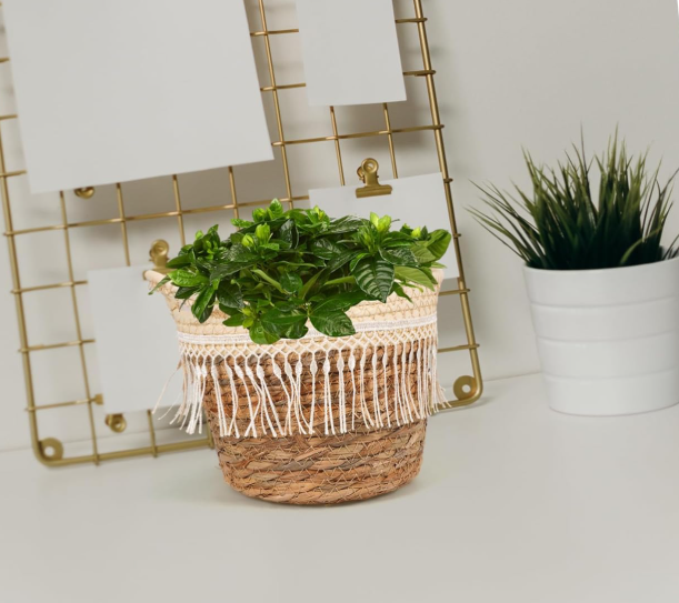 Woven Jute Storage Basket / Rustic Planter Cover