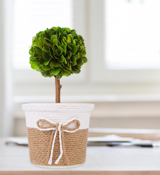 Natural Style Woven Planter Cover / Waterproof 2-Piece Set - Image 2