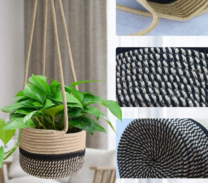 Jute Hanging Plant Basket / Indoor-Outdoor Hanging Basket - Image 2