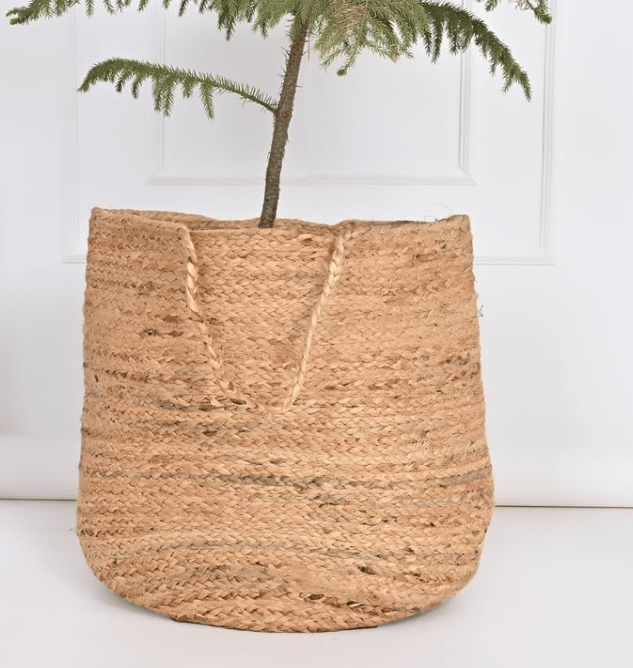 Light Brown Jute Plant Basket / Bohemian Planter Cover - Image 2