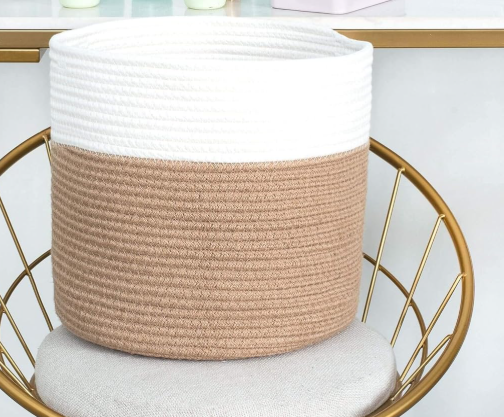 Cotton Rope Woven Basket – Round Planter Cover & Storage - Image 2