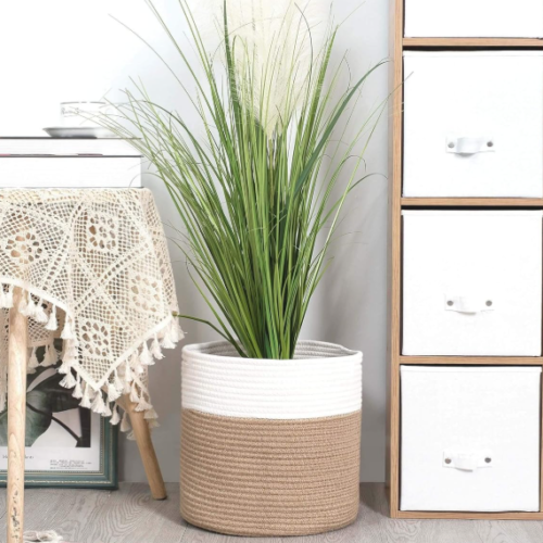 Cotton Rope Woven Basket – Round Planter Cover & Storage