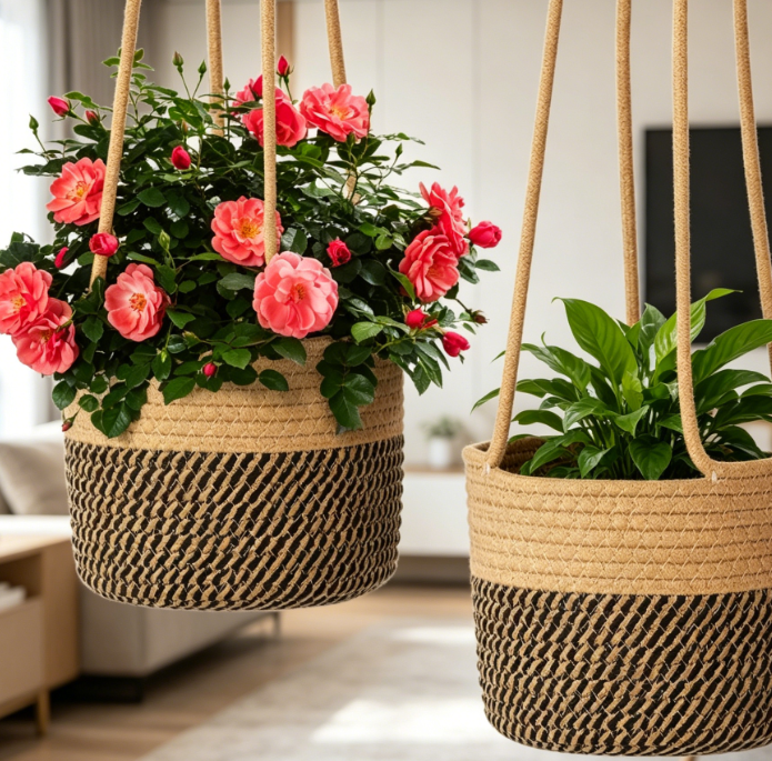Handmade Jute Hanging Basket / Home Decor Hanging Basket - Image 2