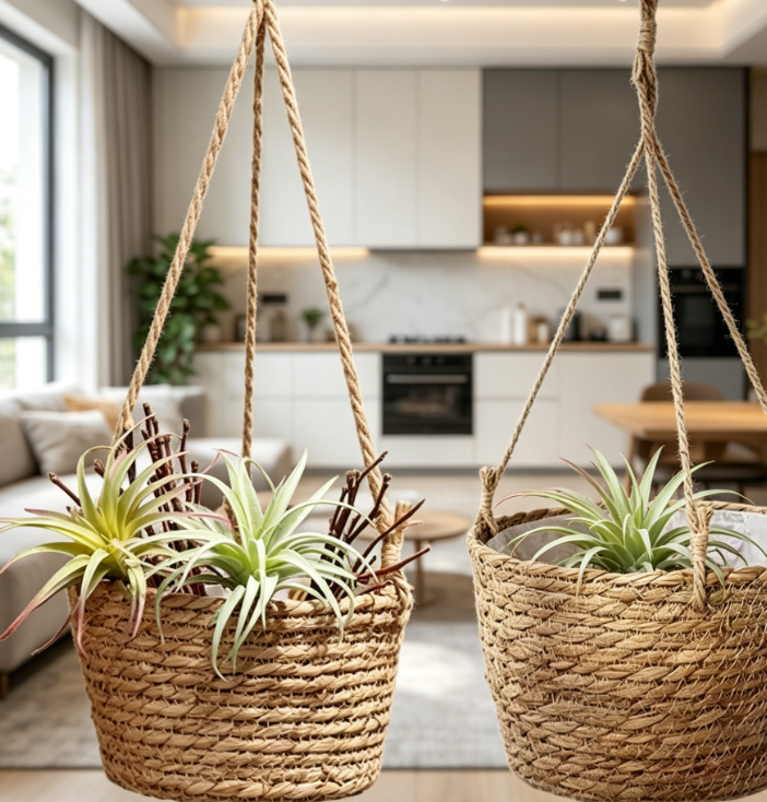 Jute Hanging Plant Basket / 2-Piece Set With Liner - Image 2