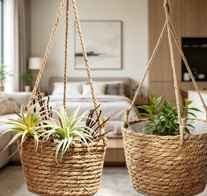 Jute Hanging Plant Basket / 2-Piece Set With Liner