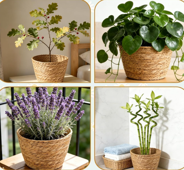 Seagrass Plant Basket – Farmhouse/Boho 2-Piece Set - Image 2